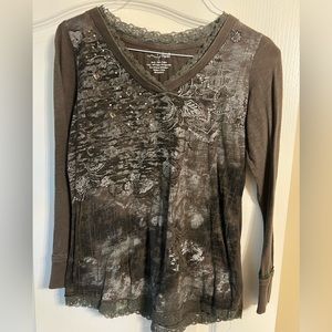 Studded and lace T shirt large